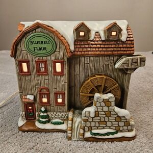 VTG 1997 Lefton Colonial Village Bluebell Flour Mill #11263‎ LIGHTED Building